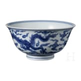 Blau-wei&szlig;e Drachenschale mit Yongzheng-Sechszeichenmarke, China, wohl Yongzheng-Periode, 18. Jhdt.