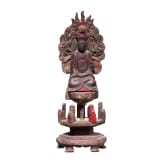 Bemalte Holzstatue des Buddha Amithaba, China, 18. Jhdt.