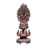 Bemalte Holzstatue des Buddha Amithaba, China, 18. Jhdt.