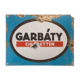 Zwei Emailleschilder "Perutz Photo" und "Garbaty Cigaretten", 1920er Jahre
