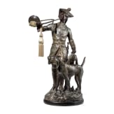 Galvanoplastik eines J&auml;gers mit Hunden nach Hippolyte Fran&ccedil;ois Moreau (1832 - 1927), deutsch oder franz&ouml;sisch, 20. Jhdt.