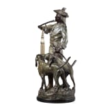 Galvanoplastik eines J&auml;gers mit Hunden nach Hippolyte Fran&ccedil;ois Moreau (1832 - 1927), deutsch oder franz&ouml;sisch, 20. Jhdt.