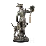 Galvanoplastik eines J&auml;gers mit Hunden nach Hippolyte Fran&ccedil;ois Moreau (1832 - 1927), deutsch oder franz&ouml;sisch, 20. Jhdt.