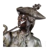 Galvanoplastik eines J&auml;gers mit Hunden nach Hippolyte Fran&ccedil;ois Moreau (1832 - 1927), deutsch oder franz&ouml;sisch, 20. Jhdt.