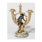 A French ormolu candlestick with female nude, 19th century