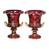 Zwei kleine Kratervasen mit Golddekor, B&ouml;hmen, um 1900