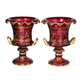 Zwei kleine Kratervasen mit Golddekor, B&ouml;hmen, um 1900