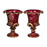 Zwei kleine Kratervasen mit Golddekor, B&ouml;hmen, um 1900