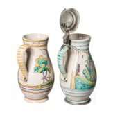 Two pewter-mounted faience jugs, 19th century