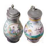 Two pewter-mounted faience jugs, Gmunden, circa 1800