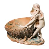 An art nouveau bowl with a fisherwoman, Eichwald, Bernhard Bloch, circa 1910