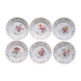 Six porcelain dessert plates with flowers and insects, Meissen, circa 1850/60