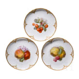 Three porcelain plates with fruits, KPM, circa 1890