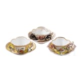Three porcelain cups with saucers, Dresden, Helena Wolfsohn, late 19th century