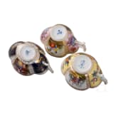 Three porcelain cups with saucers, Dresden, Helena Wolfsohn, late 19th century