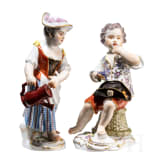 Two porcelain gardener children, Johann Joachim Kaendler, circa 1750 (desgin), Meissen, 20th century (finish)