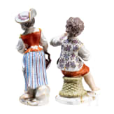 Two porcelain gardener children, Johann Joachim Kaendler, circa 1750 (desgin), Meissen, 20th century (finish)