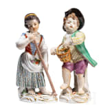 Two porcelain gardener children, Johann Joachim Kaendler, circa 1750 (desgin), Meissen, 20th century (finish)