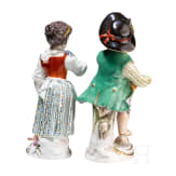 Two porcelain gardener children, Johann Joachim Kaendler, circa 1750 (desgin), Meissen, 20th century (finish)