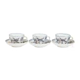 Three porcelain cups with saucers in "coloured onion pattern", Meissen, circa 1920