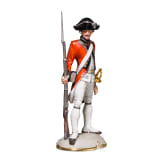 A porcelain soldier "Fusilier du R&eacute;giment d'Erlach" (Fusilier from the Regiment of Erlach), Nymphenburg, 20th century