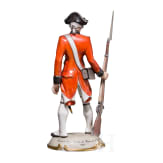 A porcelain soldier "Fusilier du R&eacute;giment d'Erlach" (Fusilier from the Regiment of Erlach), Nymphenburg, 20th century