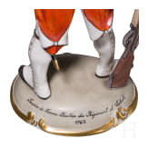 A porcelain soldier "Fusilier du R&eacute;giment d'Erlach" (Fusilier from the Regiment of Erlach), Nymphenburg, 20th century