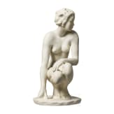 A buiscuit porcelain figure of a crouching nude "Die Hockende", Fritz Klimsch, 1936 (design), Rosenthal, 1940s