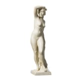 A buiscuit porcelain figure of a female nude "Die Ausschauende", Rudolf Kaesbach, 1936 (design), Rosenthal, Kunstabteilung Selb, 1943 (finish)