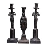 Three German cast iron candlesticks, probably "Berlin Iron", 1st half of the 19th century