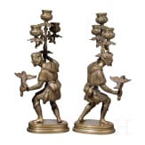 Two falconers as candlesticks, Vienna, circa 1900