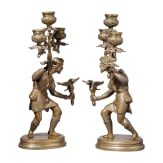 Two falconers as candlesticks, Vienna, circa 1900