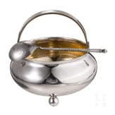 A partially gilt Russian silver sugar bowl and spoon, St. Petersburg, 1875 (sugar bowl)/circa 1910 (spoon)