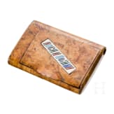 A Russian birchwood cigarette case "Носи и помни", late 19th century