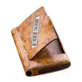 A Russian birchwood cigarette case "Носи и помни", late 19th century