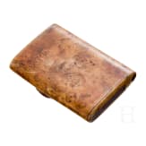 A Russian birchwood cigarette case "Носи и помни", late 19th century