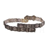 An Ottoman silver and niello belt with thugra marks, 19th century