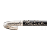 A Russian silver- and niello-mounted wooden working cane, Kiev, 1908-17