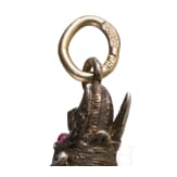 A Russian silver-mounted nephrite pendant, 20th century