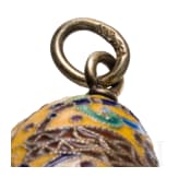 Three Russian silver and cloisonn&eacute;-enamel egg pendants, 20th century
