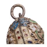 Three Russian silver and cloisonn&eacute;-enamel egg pendants, 20th century