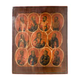 A large icon showing Christ surrounded by ten Saints, Russia, 19th century