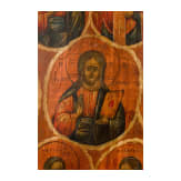 A large icon showing Christ surrounded by ten Saints, Russia, 19th century