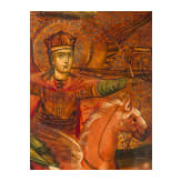 Two Russian icons: Archangel Michael - the Horseman of the Apocalypse. and a feast icon, circa 1900
