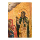 Two Russian icons: a feast icon and an icon with four Saints and Christ Pantokrator, late 19th century