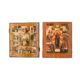 Two icons: a feast icon and the Mother of God "joy to all who grieve", Russia, 19th century