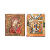 Two icons Kazanskaya Mother of God and Mother of God "joy to all who grieve", Russia, circa 1900