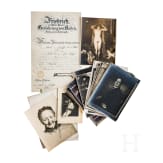 Prof. Karl Blos (1860 - 1941) - Verleihungsurkunde zum Ritterkreuz 1. Klasse des Z&auml;hringer L&ouml;wen, datiert 1914, und Fotos