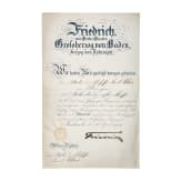 Prof. Karl Blos (1860 - 1941) - Verleihungsurkunde zum Ritterkreuz 1. Klasse des Z&auml;hringer L&ouml;wen, datiert 1914, und Fotos