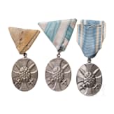 Drei Medaillen des K. B. Infanterie-Leib-Regiments zur Verteidigung Tirols, datiert 1915